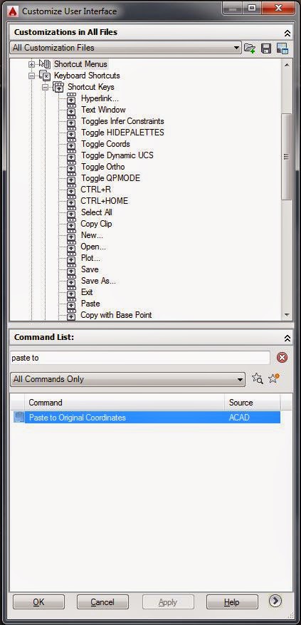 autocad shortcut commands customize